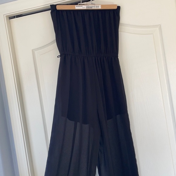 Iris Black Strapless Wide Leg Jumpsuit Large - Picture 3 of 8